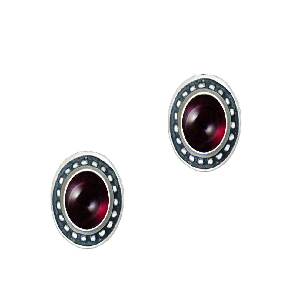 Sterling Silver Garnet Post Stud Earrings